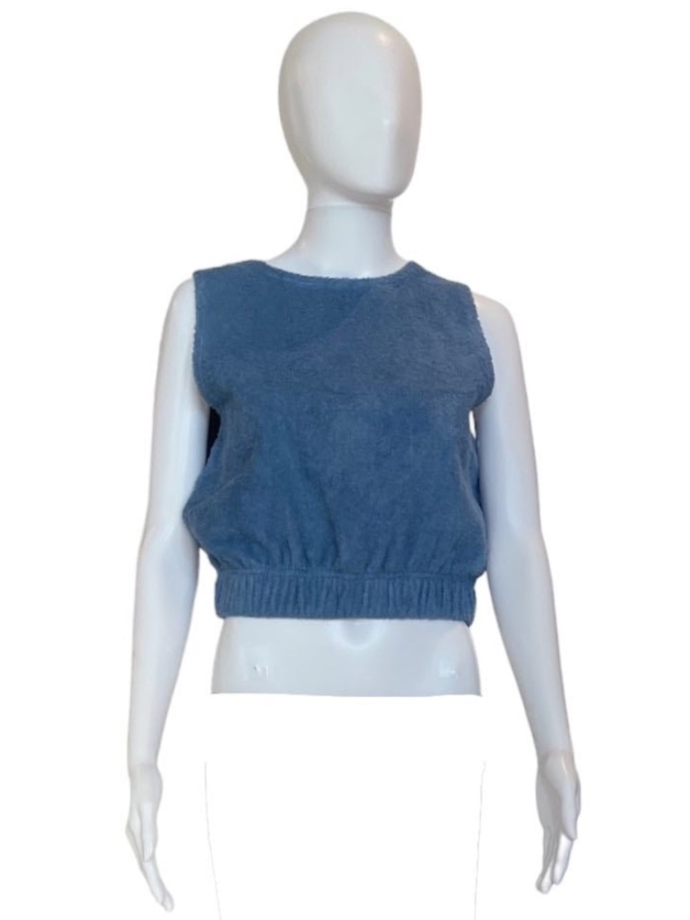 Terrycloth Tank Blue Sleeveless Lounge Resort Poolside Set Top Soft Stretch